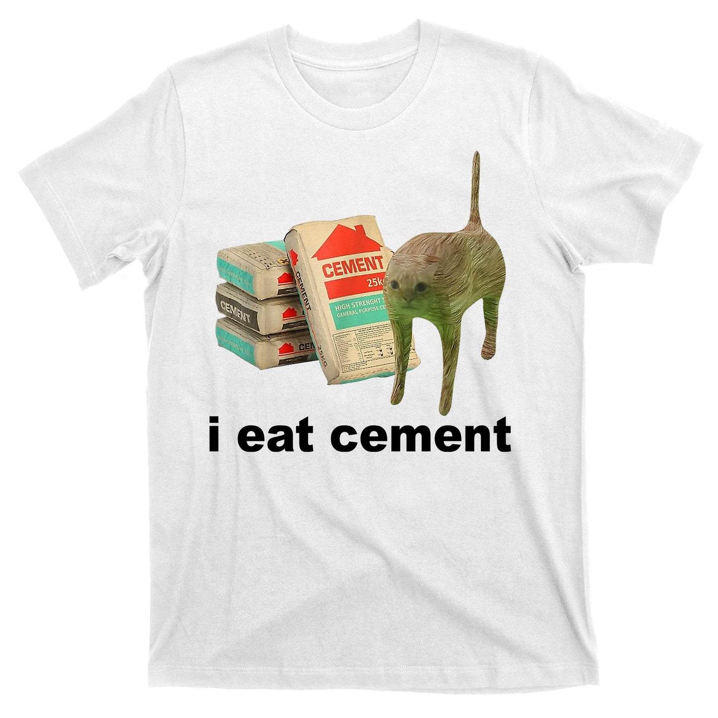I Eat Cement Cursed Cat Funny T-Shirt