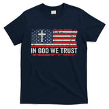 In God We Trust Vintage USA Flag Cross Patriotic Christian T-Shirt