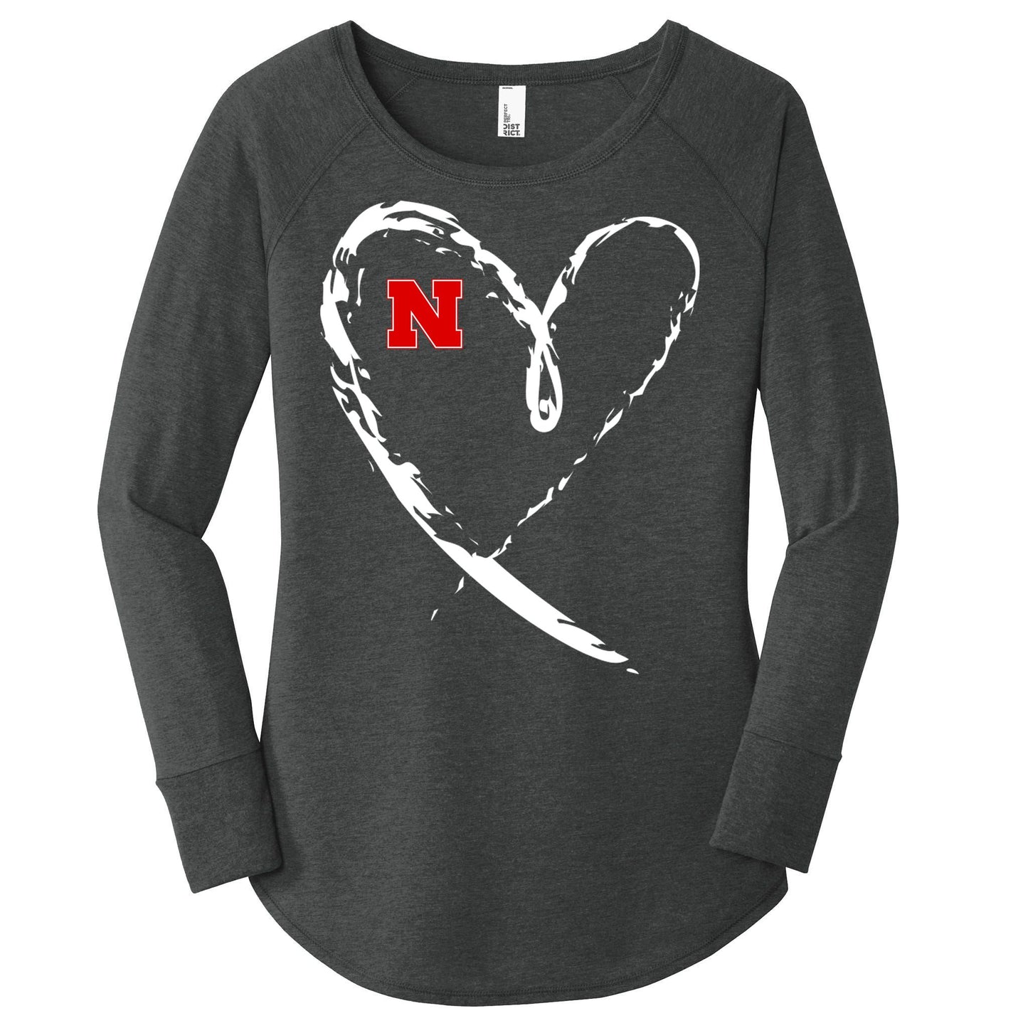 I Heart Love Nebraska Football Women's Perfect Tri Tunic Long Sleeve Shirt