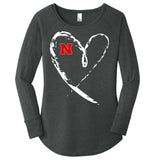 I Heart Love Nebraska Football Women's Perfect Tri Tunic Long Sleeve Shirt
