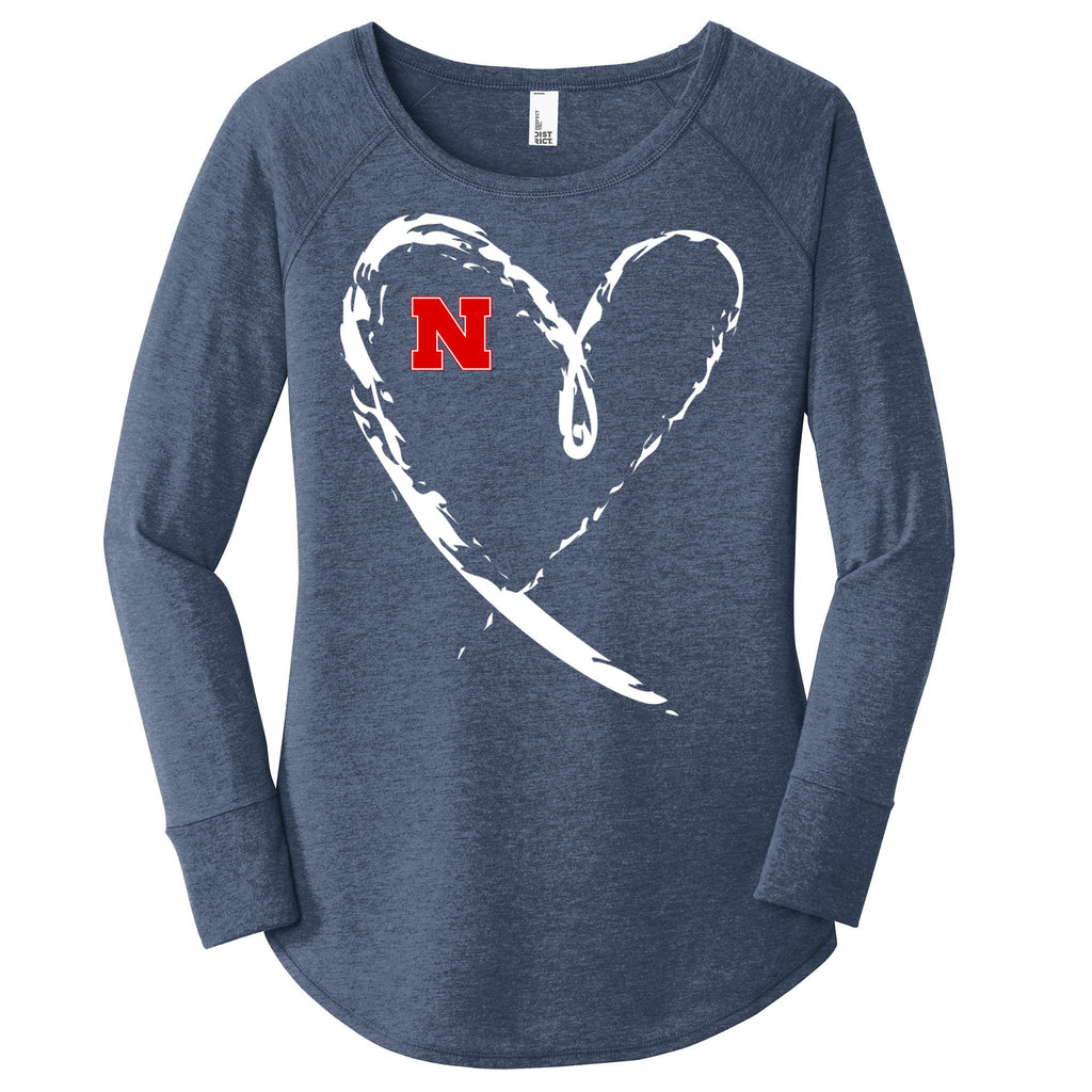 I Heart Love Nebraska Football Women's Perfect Tri Tunic Long Sleeve Shirt