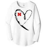 I Heart Love Nebraska Football Women's Perfect Tri Tunic Long Sleeve Shirt