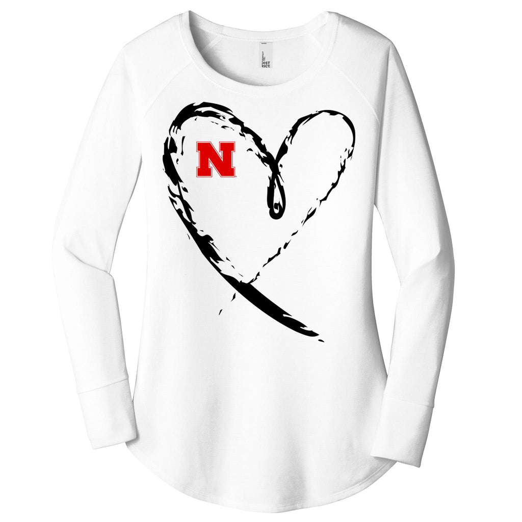 I Heart Love Nebraska Football Women's Perfect Tri Tunic Long Sleeve Shirt