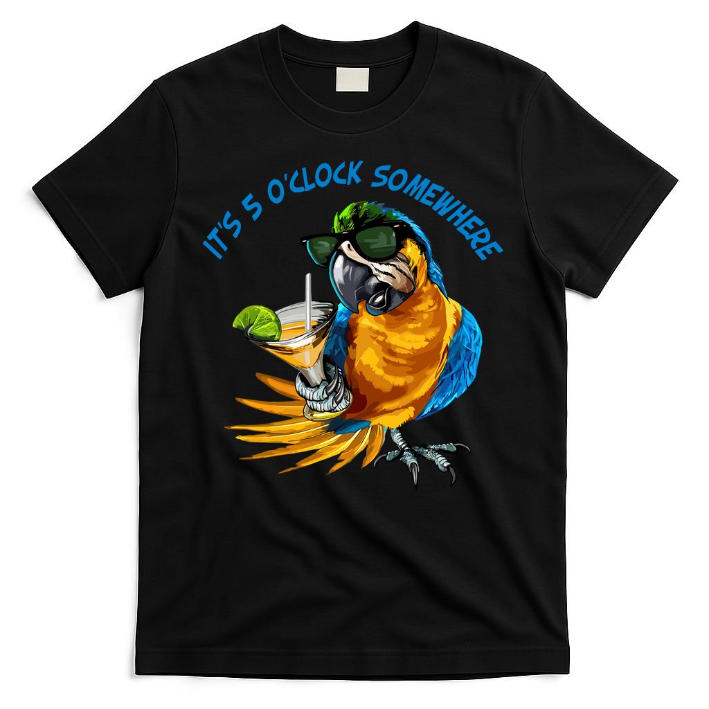 It Is 5 Oclock Somewhere Parrot Drinking Summer Vacation T-Shirt