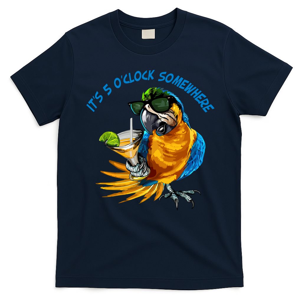 It Is 5 Oclock Somewhere Parrot Drinking Summer Vacation T-Shirt