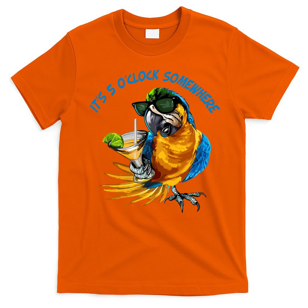 It Is 5 Oclock Somewhere Parrot Drinking Summer Vacation T-Shirt