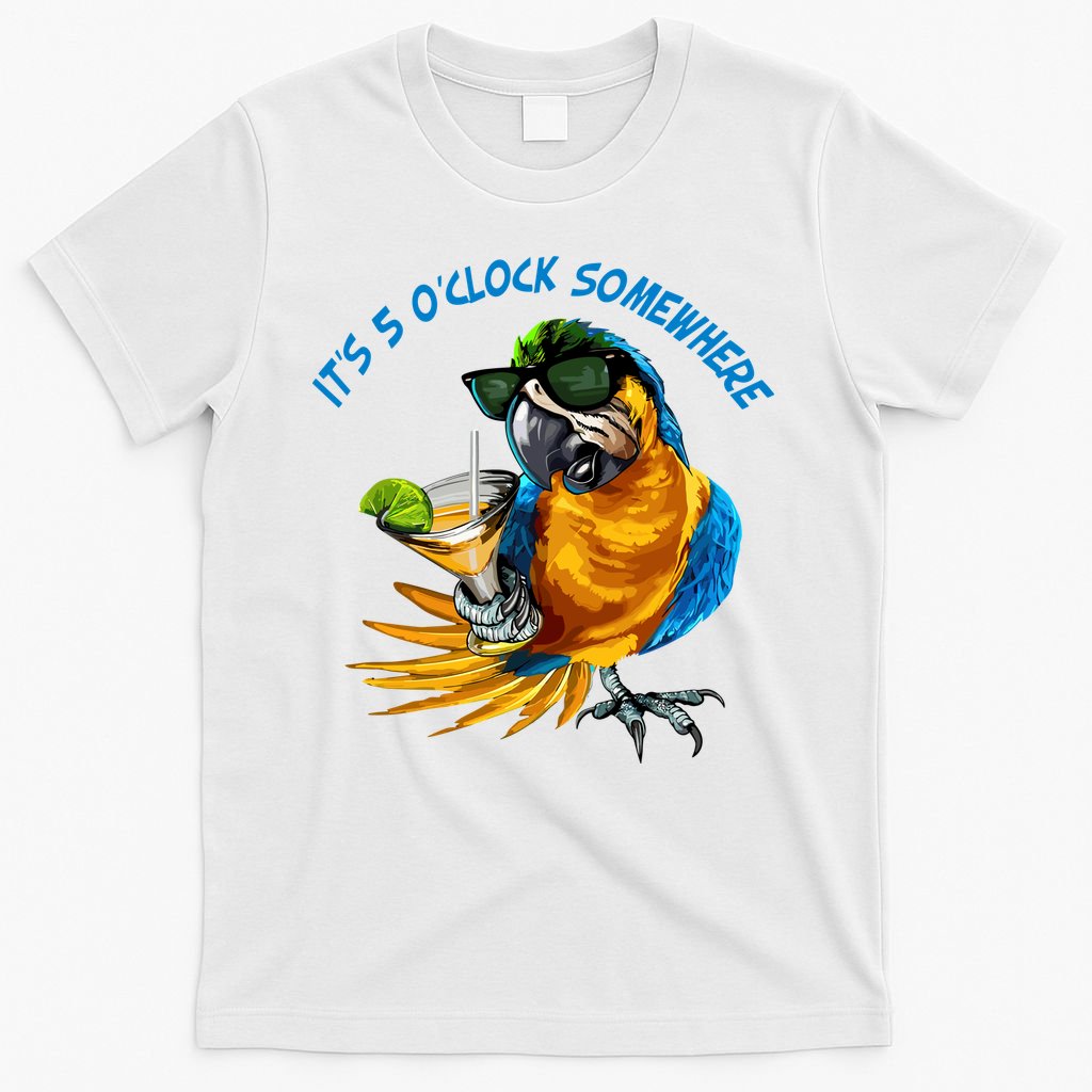It Is 5 Oclock Somewhere Parrot Drinking Summer Vacation T-Shirt