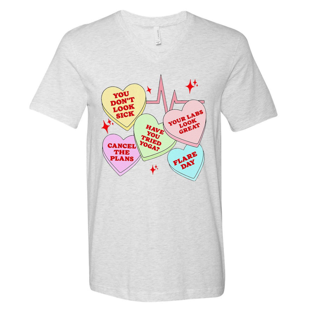 Invisible Illness Valentine Chronic Illness Awareness Pots V-Neck T-Shirt