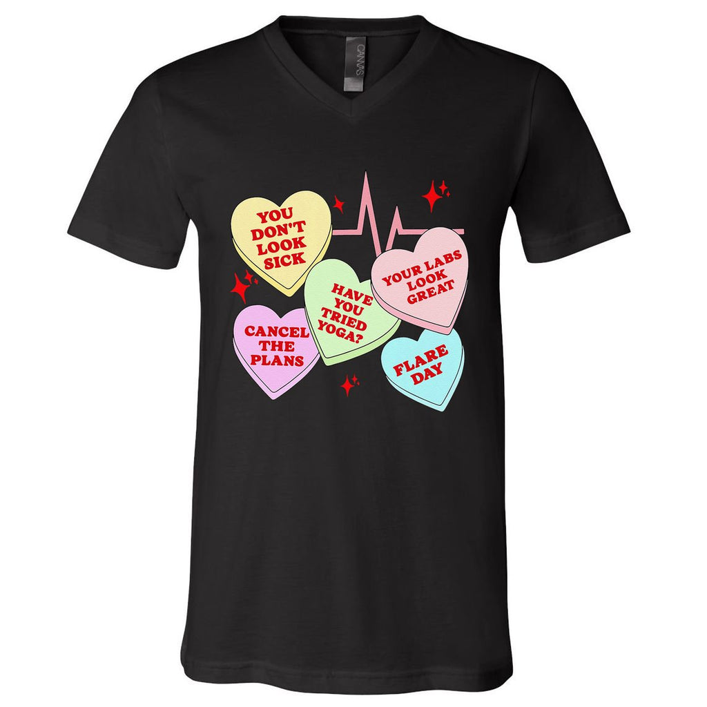 Invisible Illness Valentine Chronic Illness Awareness Pots V-Neck T-Shirt