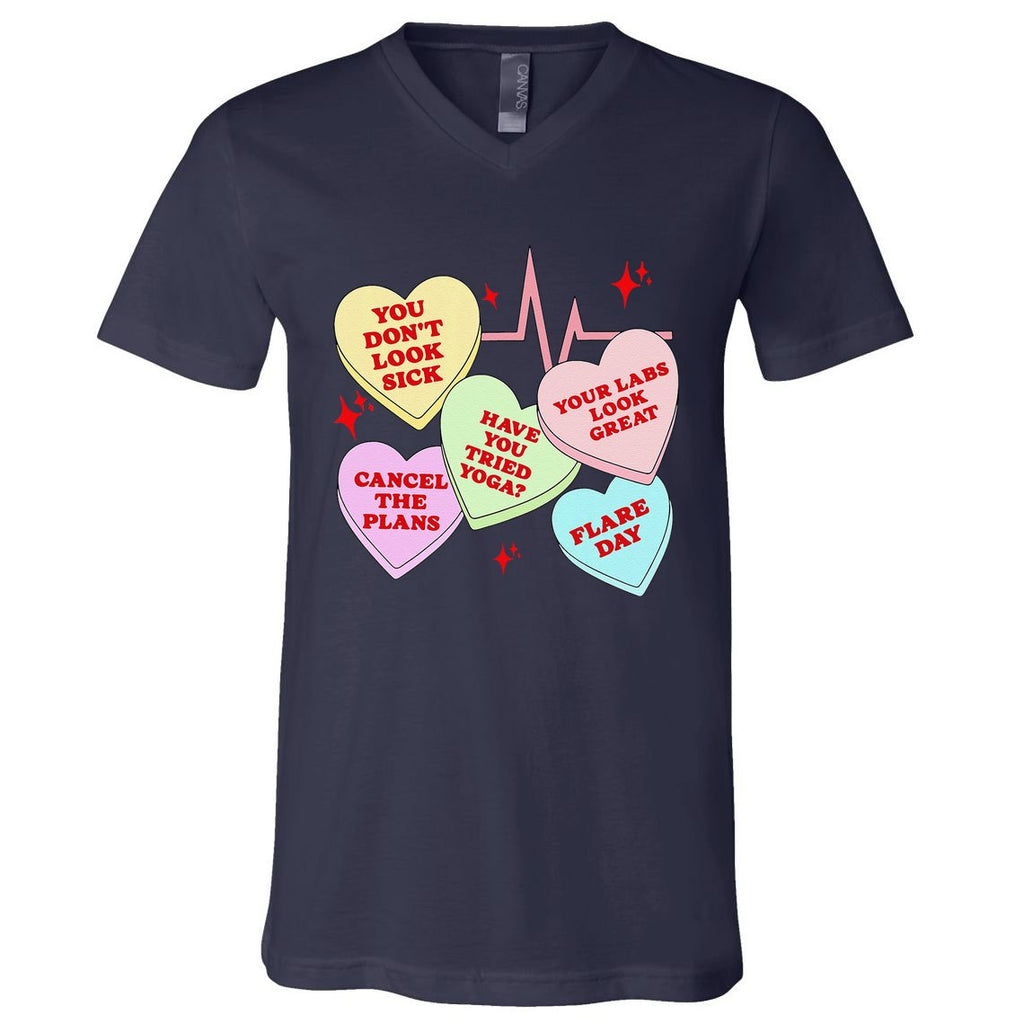 Invisible Illness Valentine Chronic Illness Awareness Pots V-Neck T-Shirt