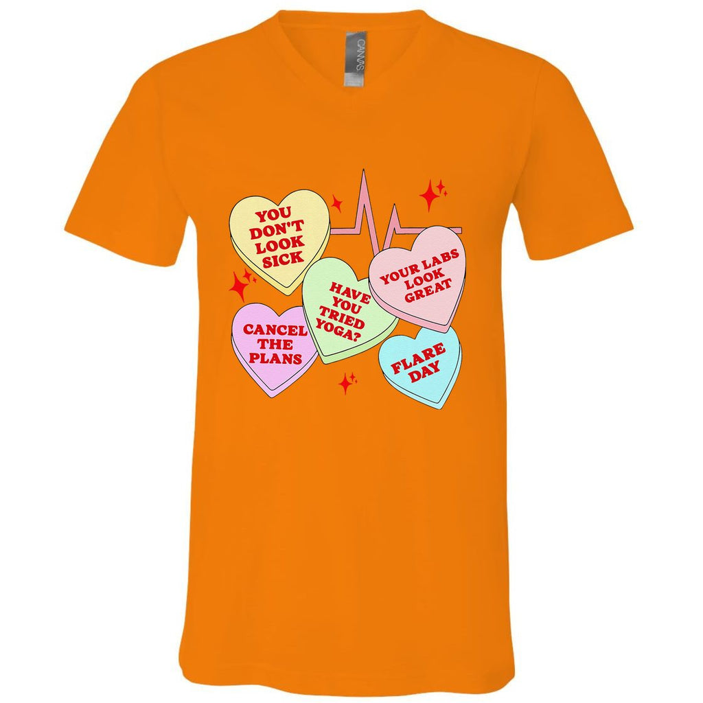 Invisible Illness Valentine Chronic Illness Awareness Pots V-Neck T-Shirt