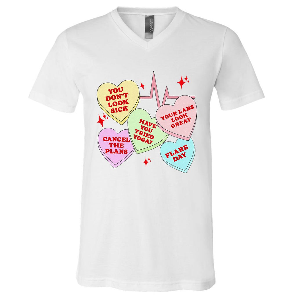 Invisible Illness Valentine Chronic Illness Awareness Pots V-Neck T-Shirt