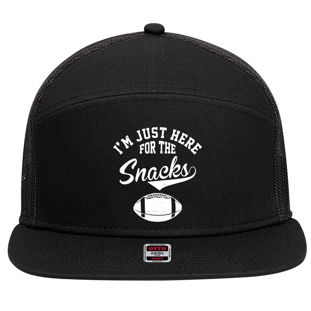 I'm Just Here For The Snacks Funny Football 7 Panel Mesh Trucker Snapback Hat