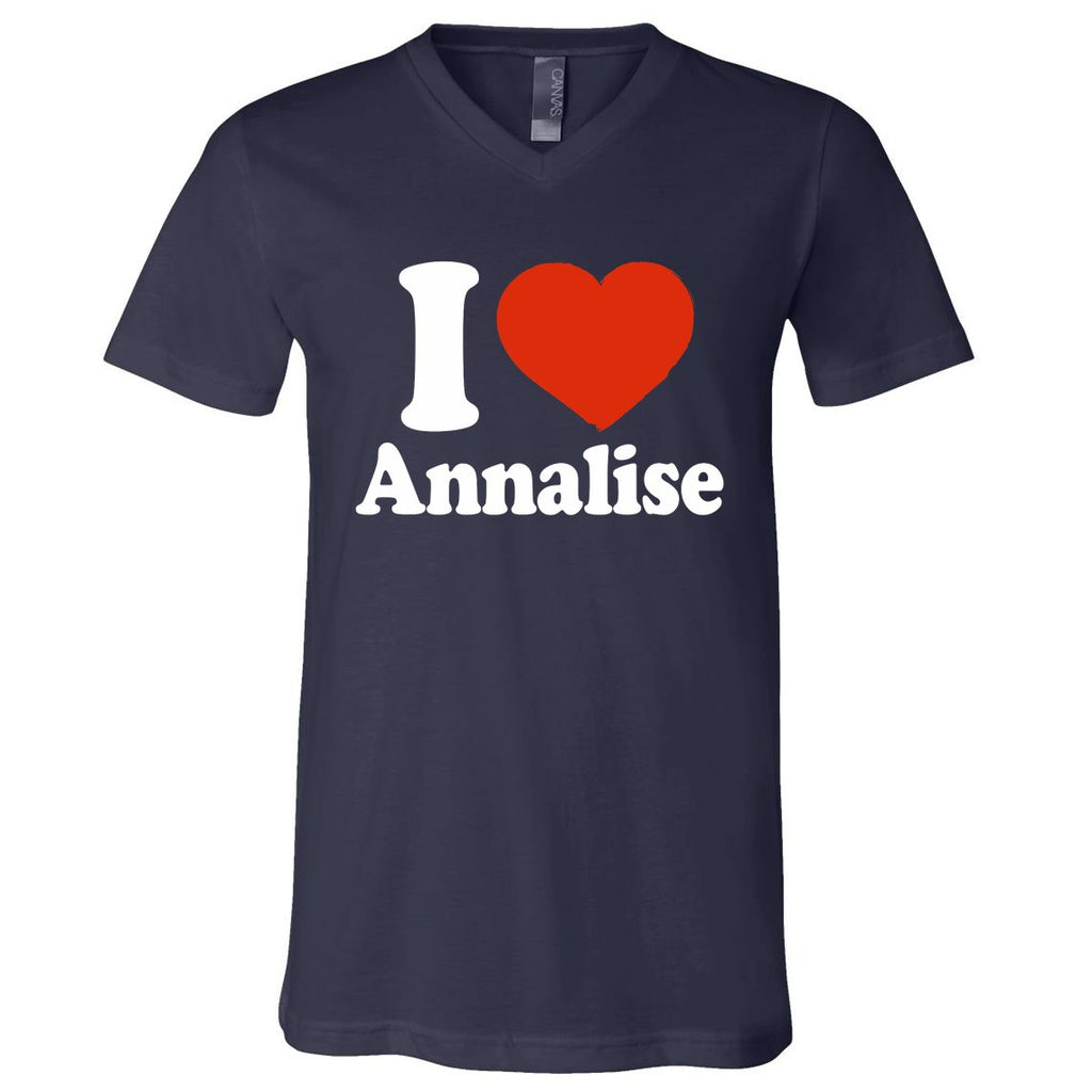 I Love Annalise I Heart Annalise Red Heart Valentine V-Neck T-Shirt
