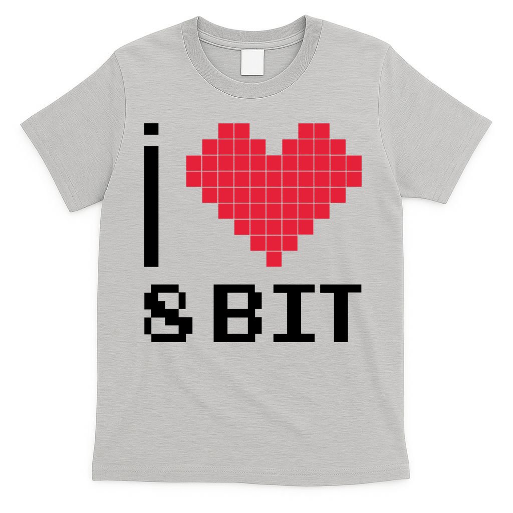 I Love Heart 8 Bit Retro Gamer Gaming T-Shirt