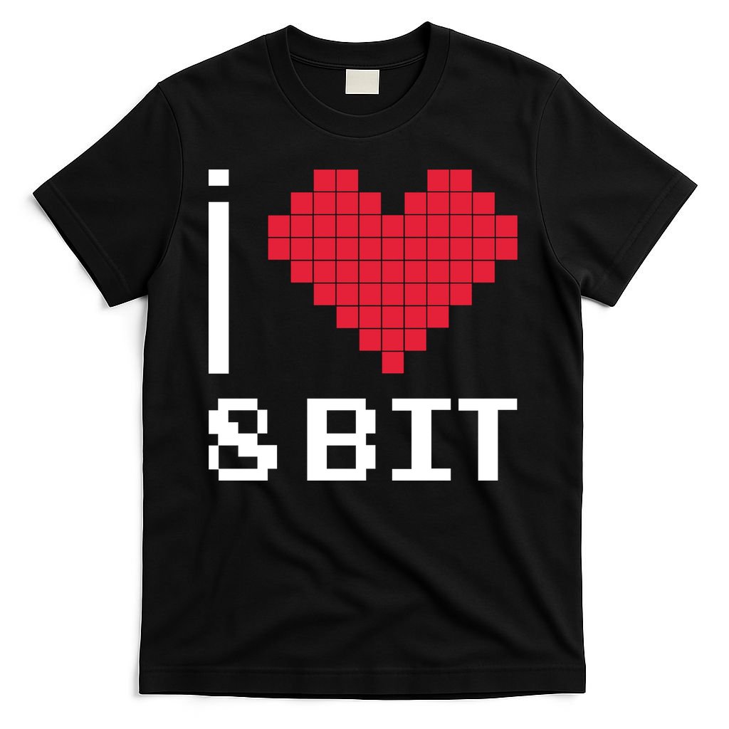 I Love Heart 8 Bit Retro Gamer Gaming T-Shirt