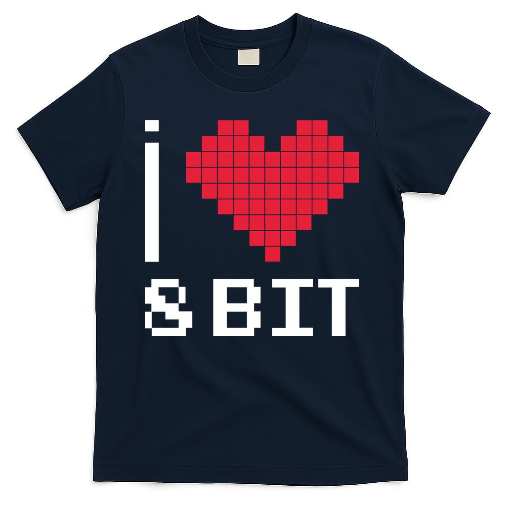 I Love Heart 8 Bit Retro Gamer Gaming T-Shirt