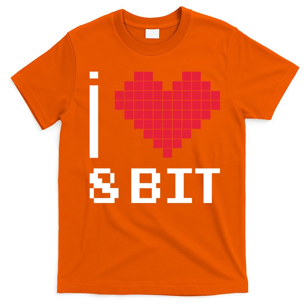 I Love Heart 8 Bit Retro Gamer Gaming T-Shirt