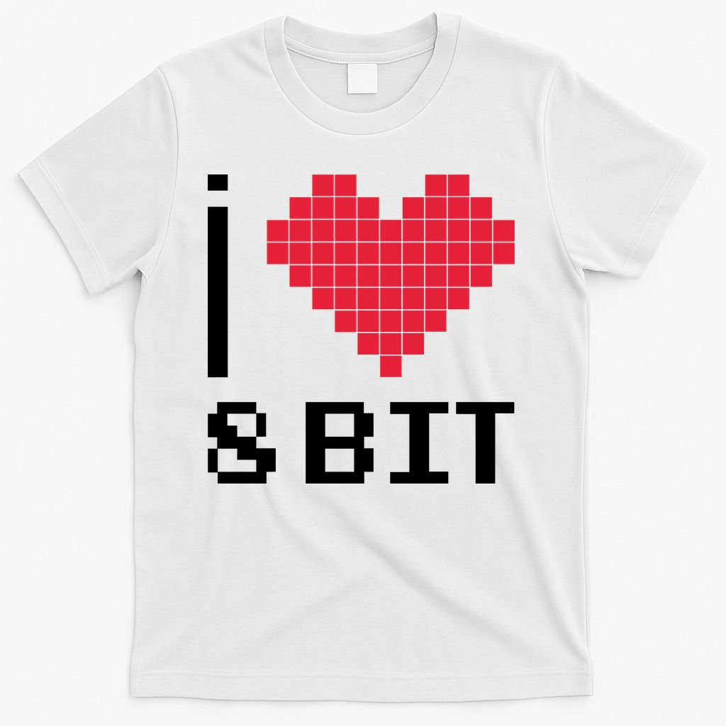I Love Heart 8 Bit Retro Gamer Gaming T-Shirt