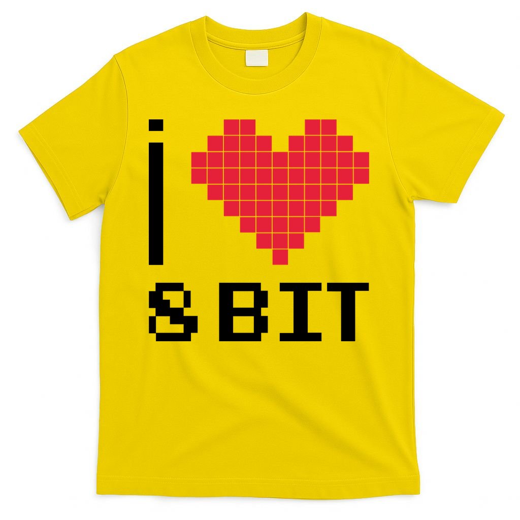 I Love Heart 8 Bit Retro Gamer Gaming T-Shirt