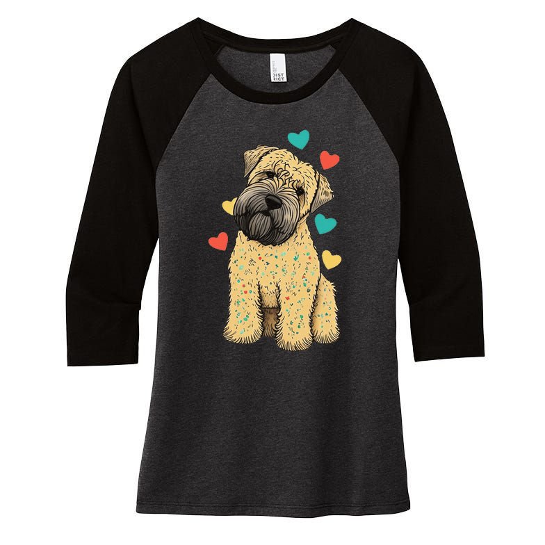 I Love My Soft Coated Wheaten Terrier Dog Valentines Heart Women's Tri-Blend 3/4-Sleeve Raglan Shirt