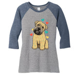 I Love My Soft Coated Wheaten Terrier Dog Valentines Heart Women's Tri-Blend 3/4-Sleeve Raglan Shirt