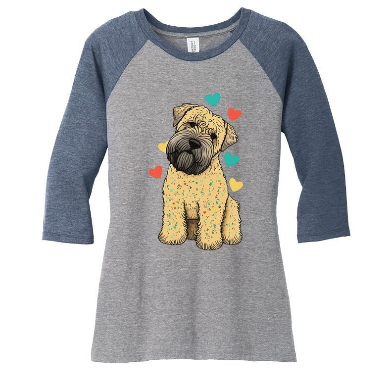 I Love My Soft Coated Wheaten Terrier Dog Valentines Heart Women's Tri-Blend 3/4-Sleeve Raglan Shirt