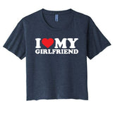I Love My Girlfriend Funny Valentine Red Heart Love Women's Crop Top Tee