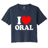 I Love Oral Red Heart Funny Women's Crop Top Tee