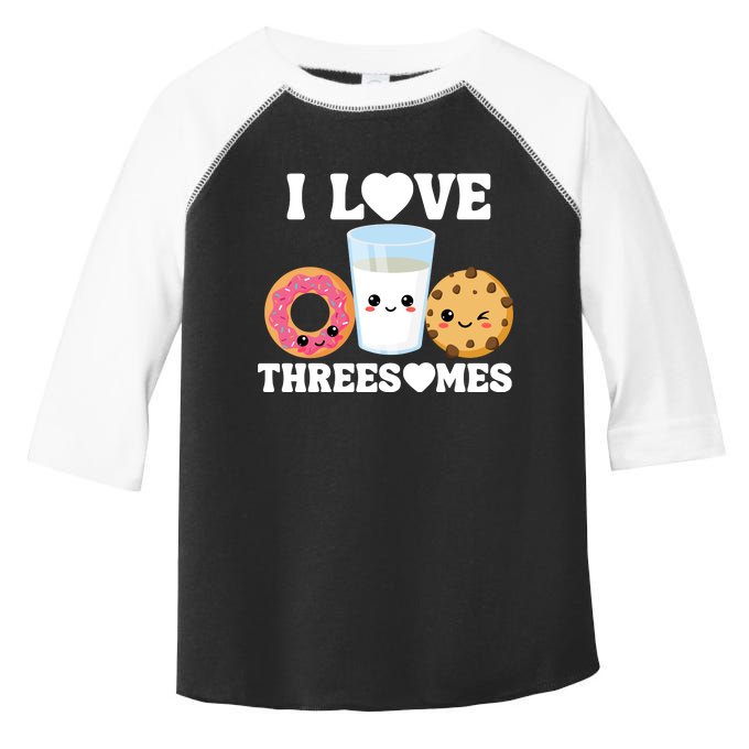 I Love Threesomes Donut Cookie Milk Valentine Pun Toddler Fine Jersey T-Shirt