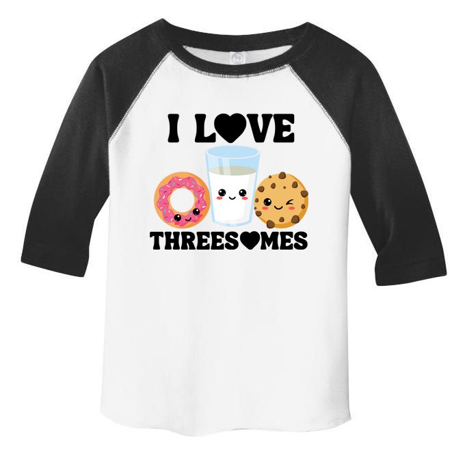 I Love Threesomes Donut Cookie Milk Valentine Pun Toddler Fine Jersey T-Shirt