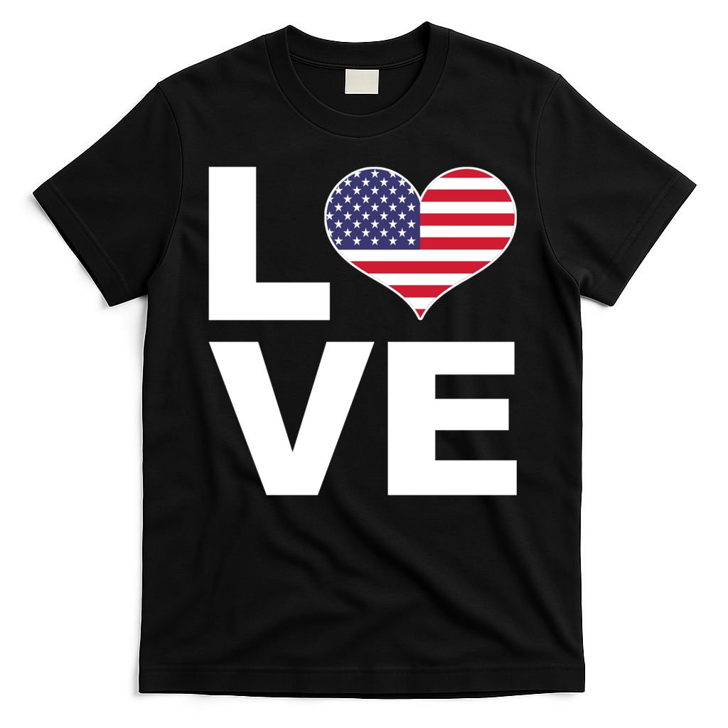 I Love Usa Great Gift Heart Flag Usa Gift T-Shirt