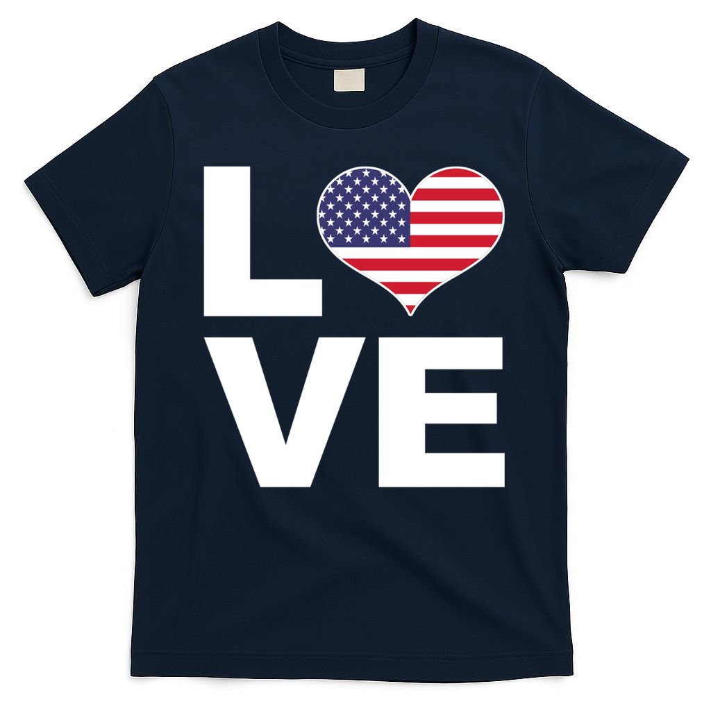 I Love Usa Great Gift Heart Flag Usa Gift T-Shirt