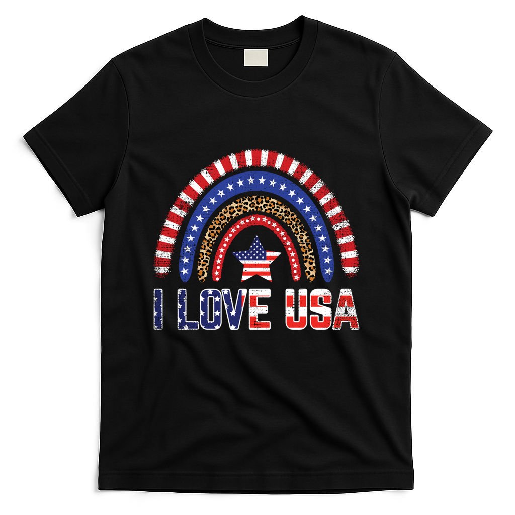 I Love Usa American Flag Rainbow Great Gift T-Shirt