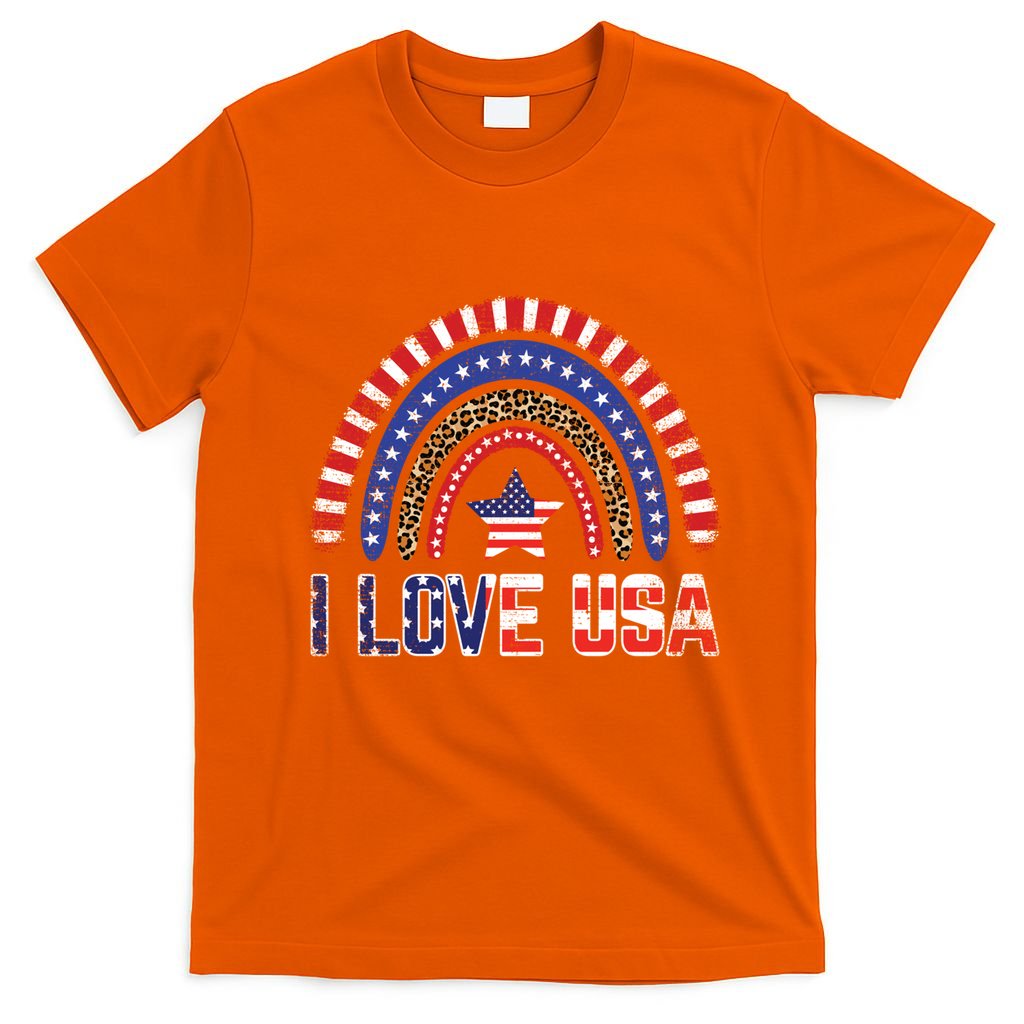 I Love Usa American Flag Rainbow Great Gift T-Shirt