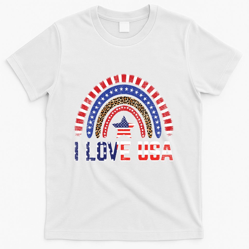 I Love Usa American Flag Rainbow Great Gift T-Shirt