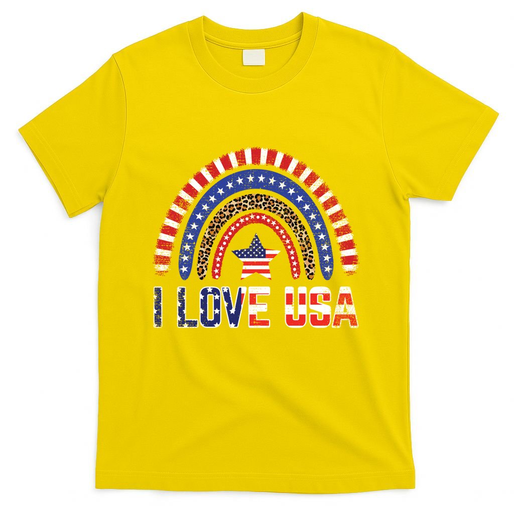 I Love Usa American Flag Rainbow Great Gift T-Shirt