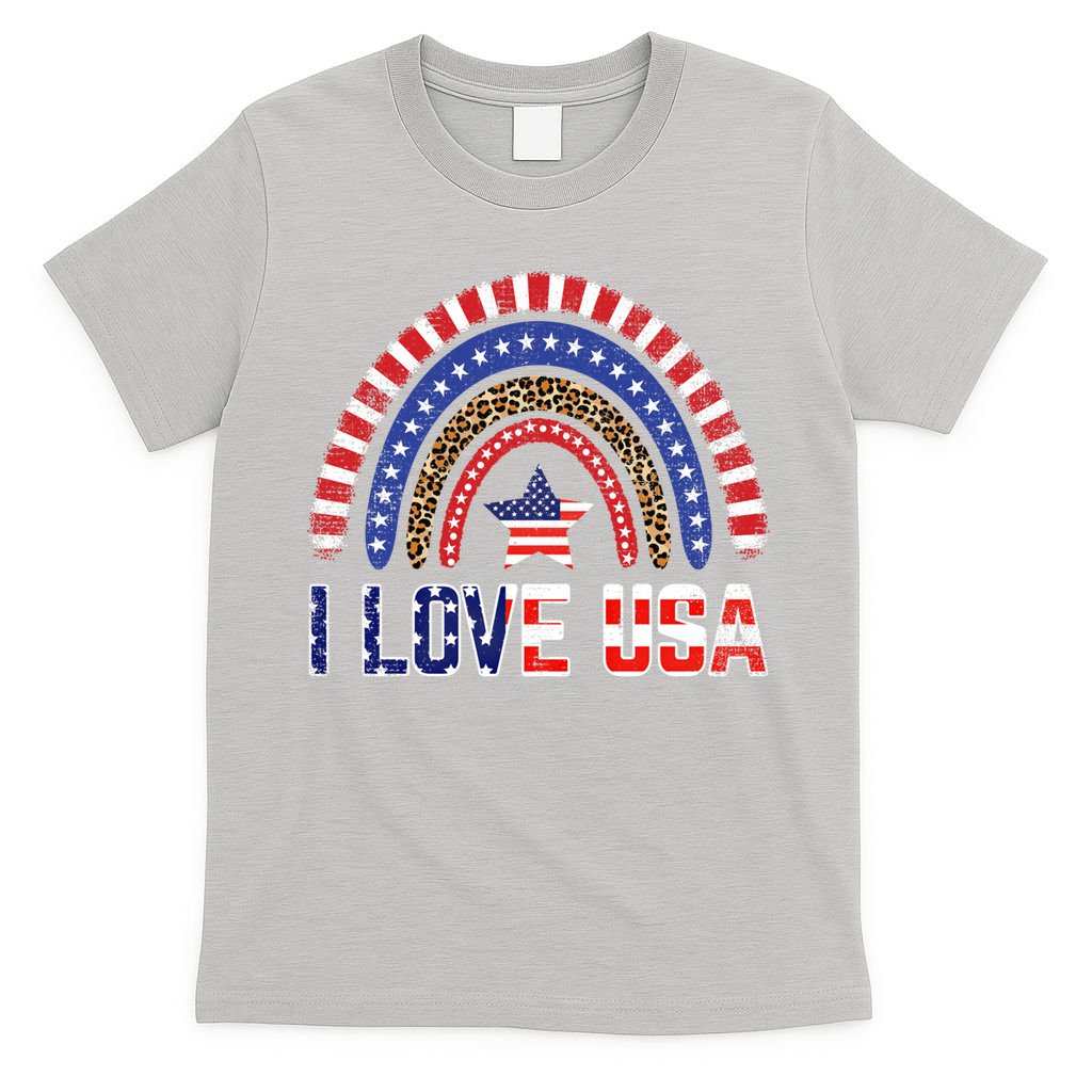 I Love Usa American Flag Rainbow Gift T-Shirt