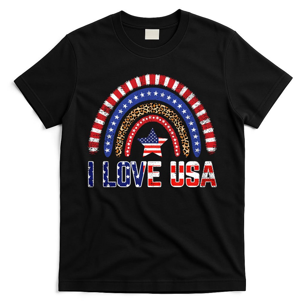 I Love Usa American Flag Rainbow Gift T-Shirt