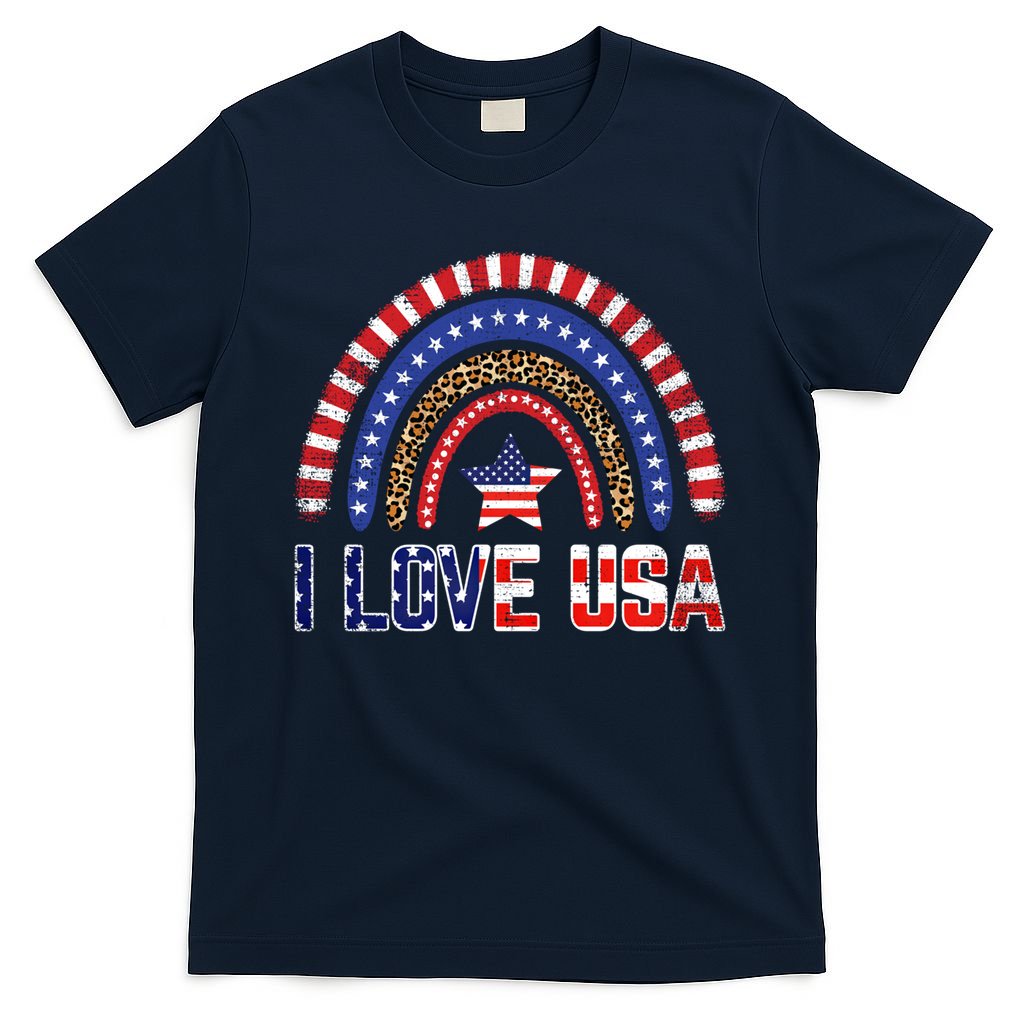 I Love Usa American Flag Rainbow Gift T-Shirt