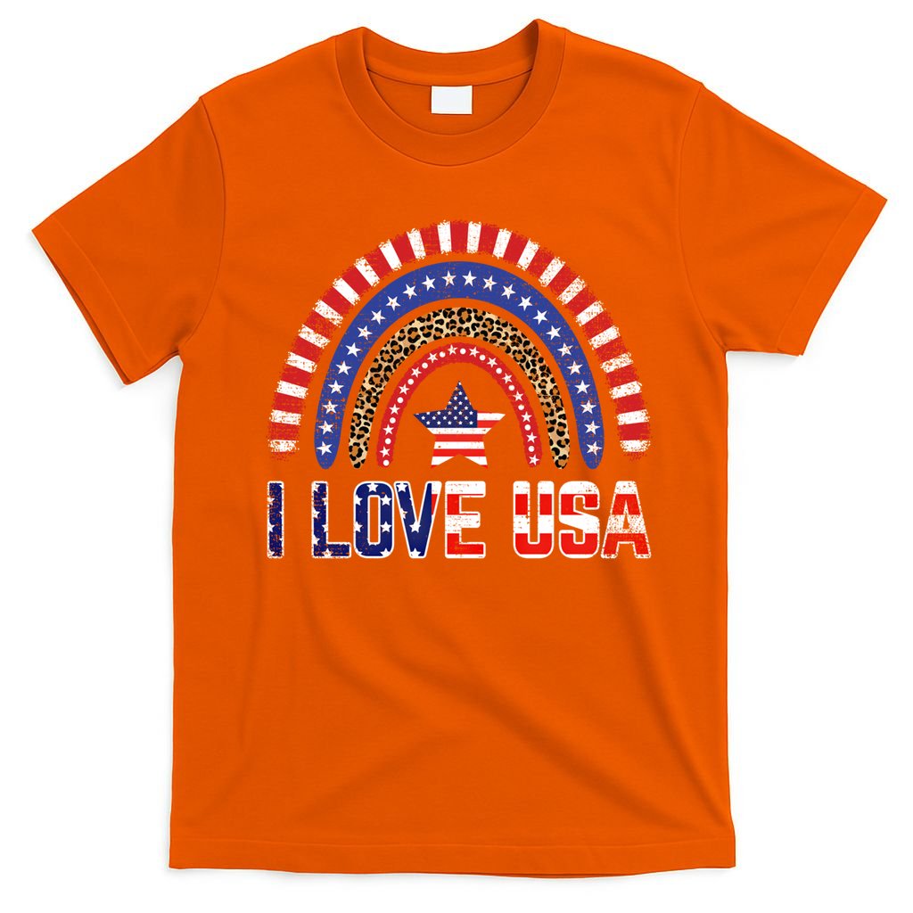 I Love Usa American Flag Rainbow Gift T-Shirt