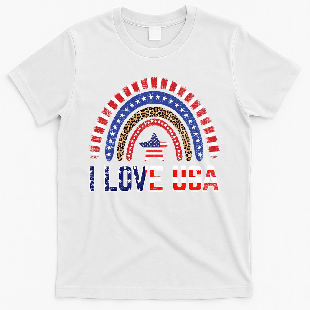 I Love Usa American Flag Rainbow Gift T-Shirt