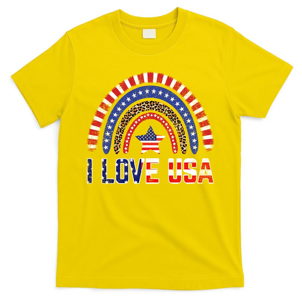 I Love Usa American Flag Rainbow Gift T-Shirt