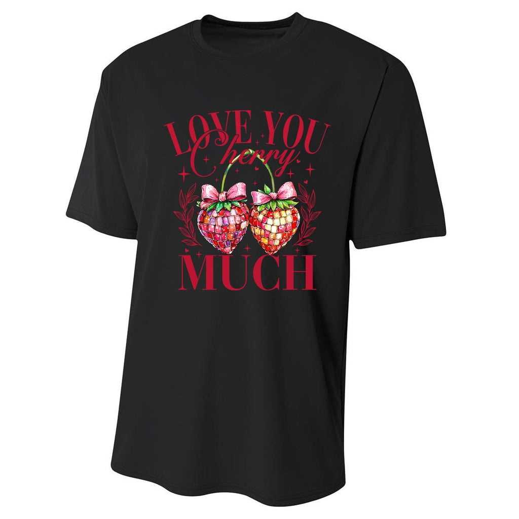 I Love You Cherry Much Funny Valentine Cherry Couple Lover Performance Sprint T-Shirt