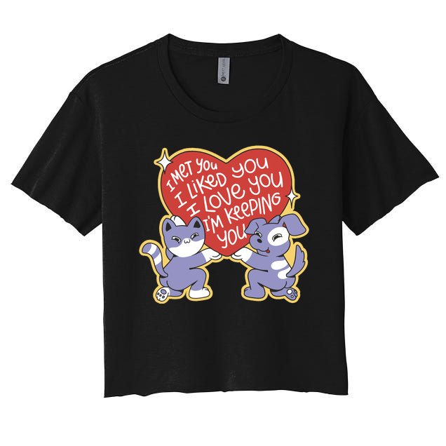 I Love You Heart Quote Cute Gift Women's Crop Top Tee