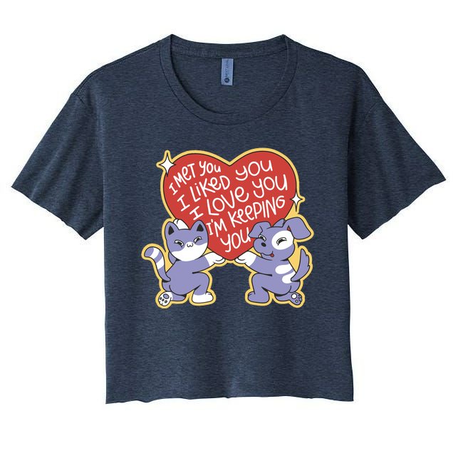 I Love You Heart Quote Cute Gift Women's Crop Top Tee