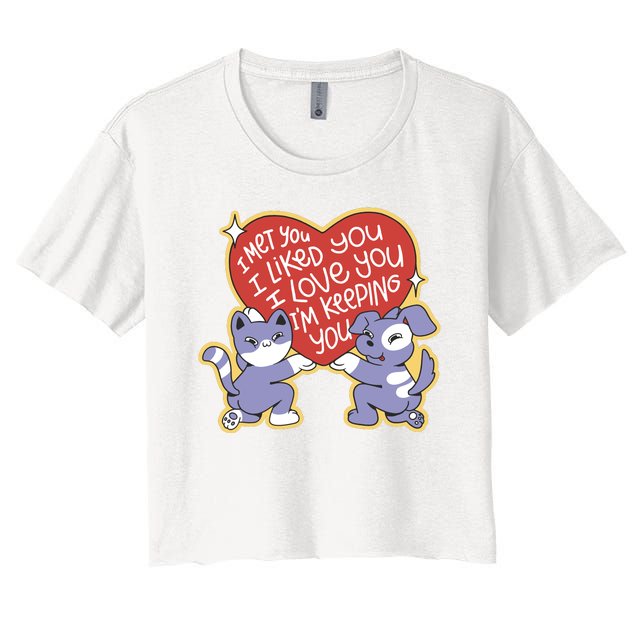 I Love You Heart Quote Cute Gift Women's Crop Top Tee