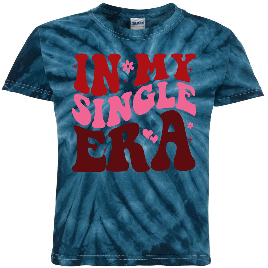 In My Single Era Anti Valentine Groovy Kids Tie-Dye T-Shirt