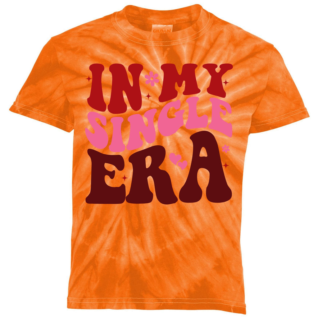 In My Single Era Anti Valentine Groovy Kids Tie-Dye T-Shirt