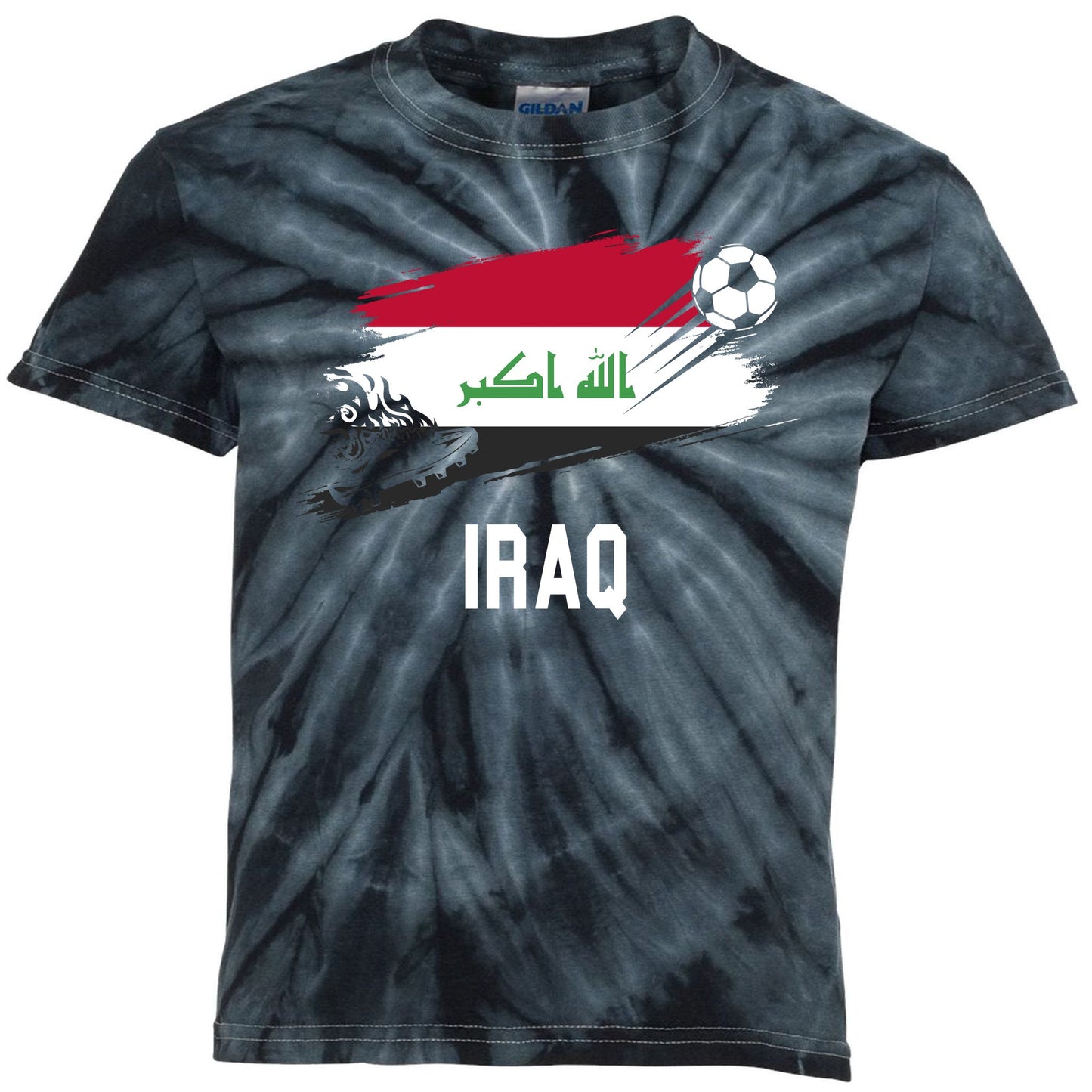 Iraq National Football Soccer Team Flag Kids Tie-Dye T-Shirt
